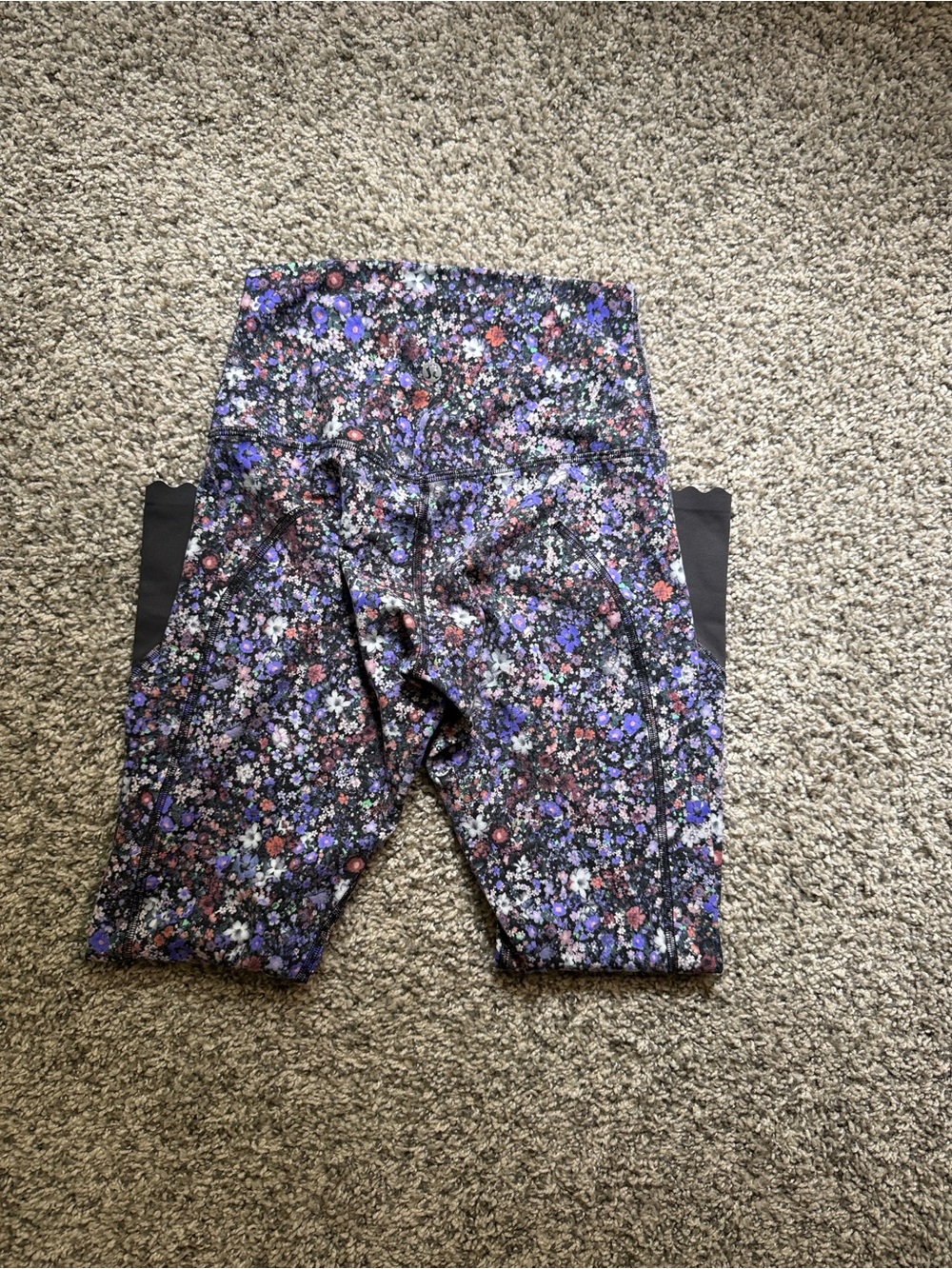 Lululemon Floral Print Leggings with Black Waistband - Picture 6 of 6